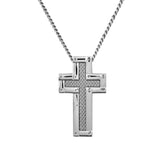 Stainless Steel Mesh Insert 4-Way Polished Cross on 24 Chain